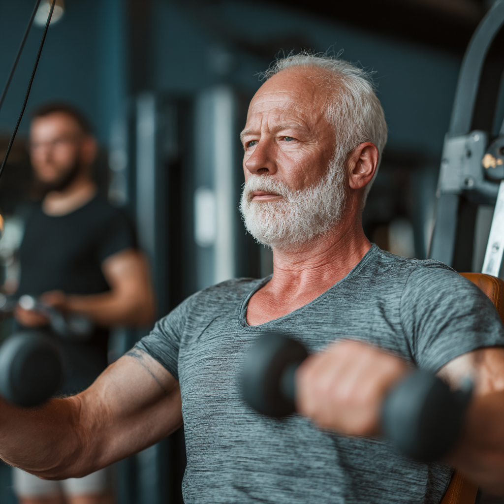 Smiling elderly European couple sharing water bottles after outdoor exercise in a park setting